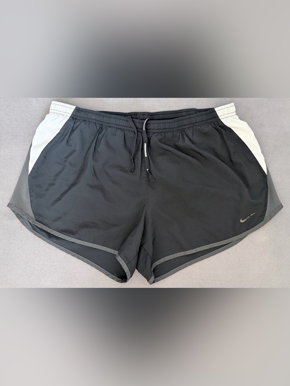 Nike- Black, White & Grey - Women’s Running Shorts - Large - Dri-Fit